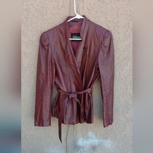 Wilson Maroon Leather Jacket for Women
